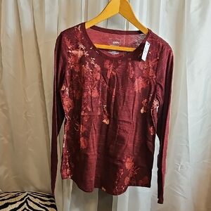 Sonoma Maroon Floral Long Sleeve Tee